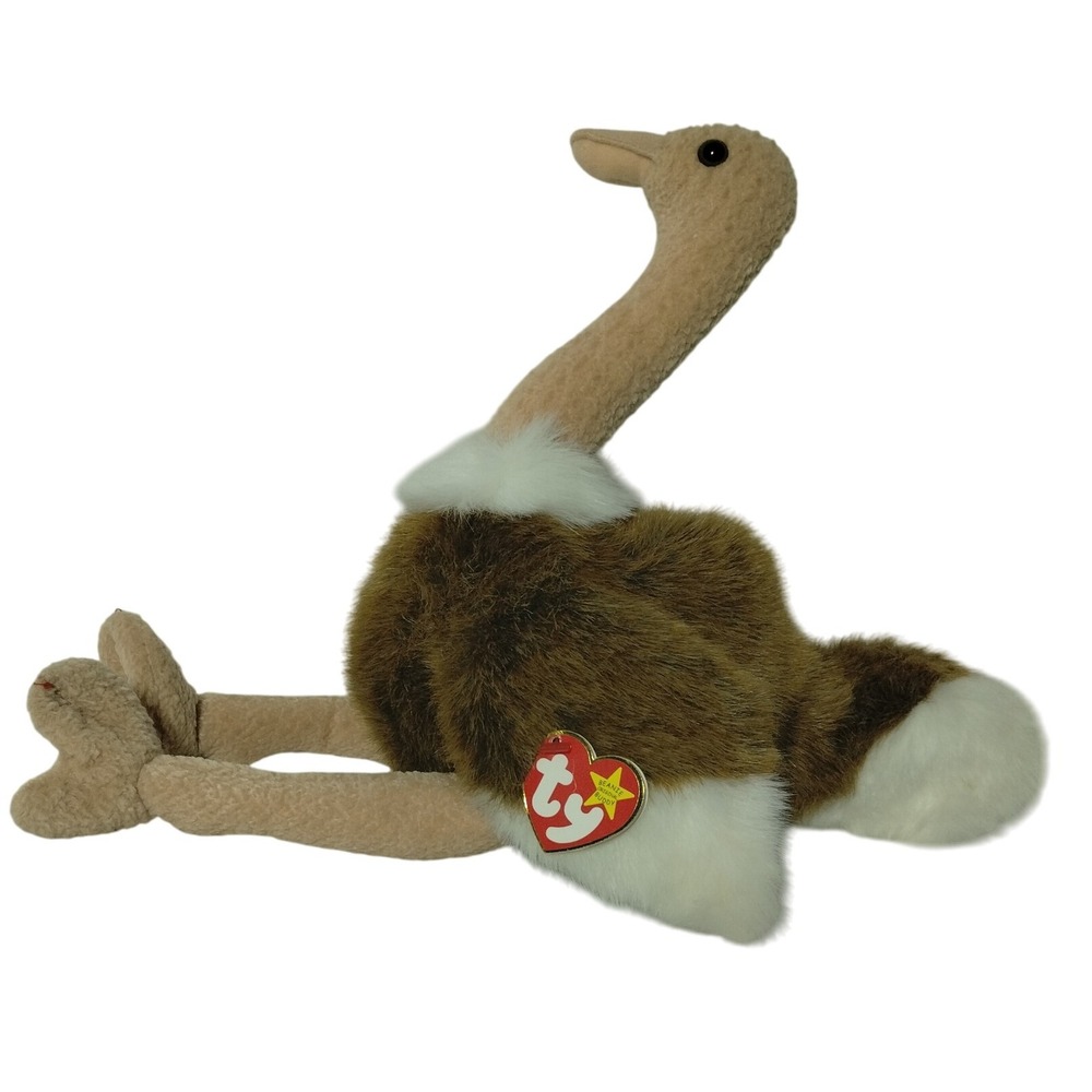 Ty Beanie Buddy Ostrich Plush Stuffed‎ Animal Toy Brown White 14 inch